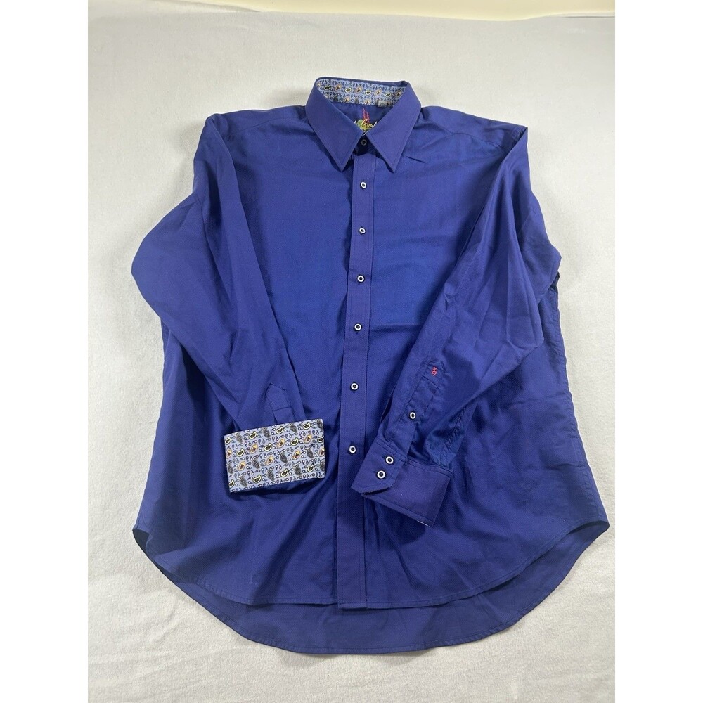 Robert Graham Men's Button Down Shirt Size 2XL Blue 2 Way cuffs 334